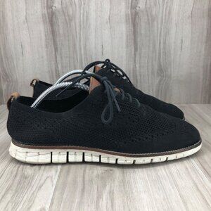 Cole Haan Shoes Mens 9.5M Zero Grand Black Knit Lace Up Wingtip Sneakers